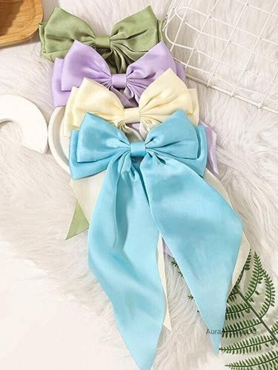 Large Satin Hair Bows with Alligator Clips Pack of 9